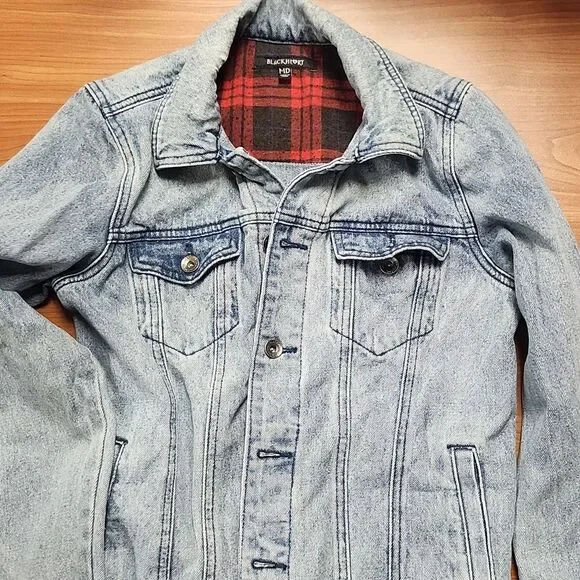 BlackHeart ACID WASH PLAID Partially LINED TRUCKER JACKET SIZE M - Picture 1 of 14